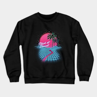 Stuck at sunset neon retrofuturism summer design Crewneck Sweatshirt